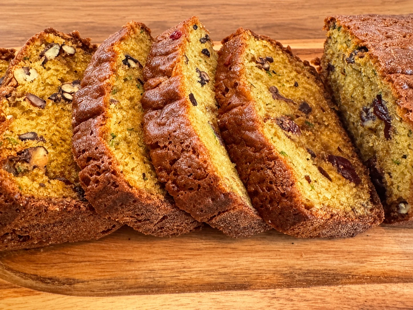 Slices of regular zucchini bread